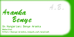 aranka benye business card